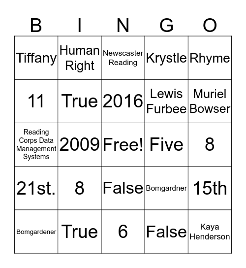 Lit Lab Bingo Card