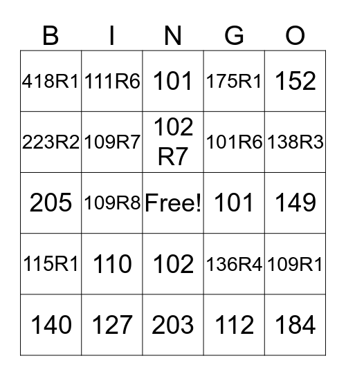brandons bingo Card