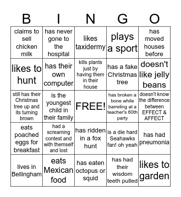 Find Someone Who Bingo Card