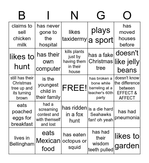 Find Someone Who Bingo Card