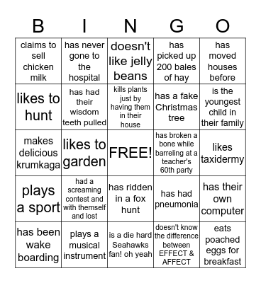 Find Someone Who Bingo Card