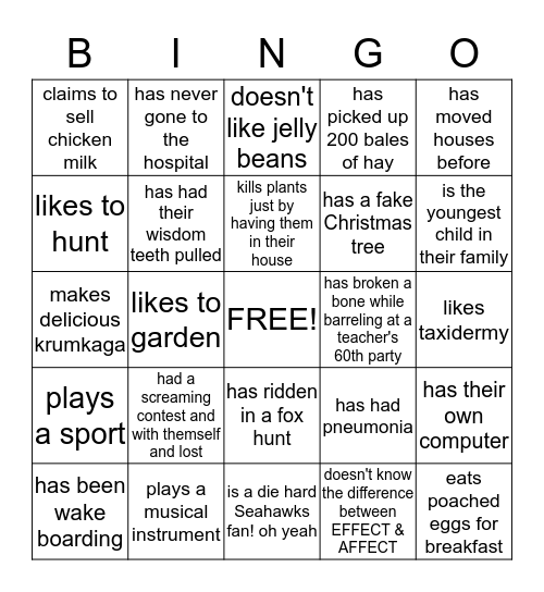 Find Someone Who Bingo Card