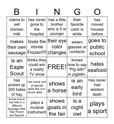 Find Someone Who Bingo Card