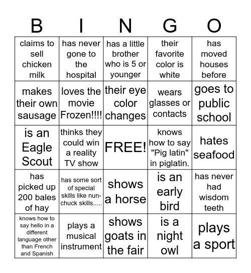 Find Someone Who Bingo Card