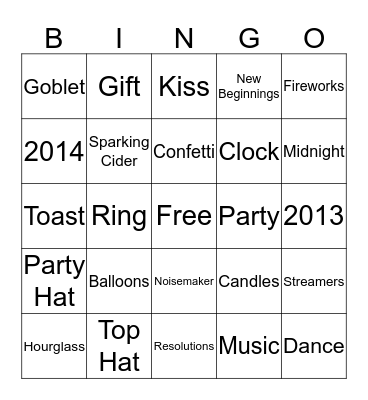 New Year's Eve Bingo Card