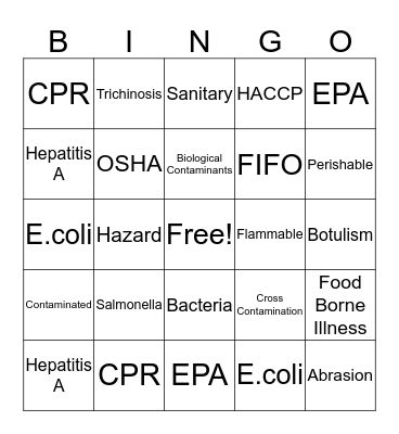 Safety Bingo Card