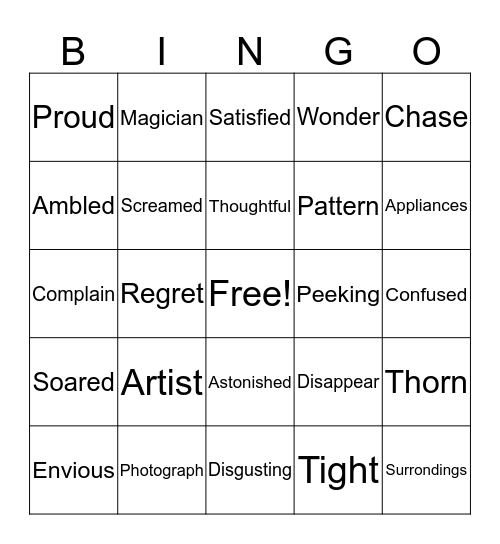 Juno's Bingo Card