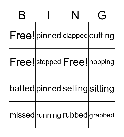 Spelling Bingo Card