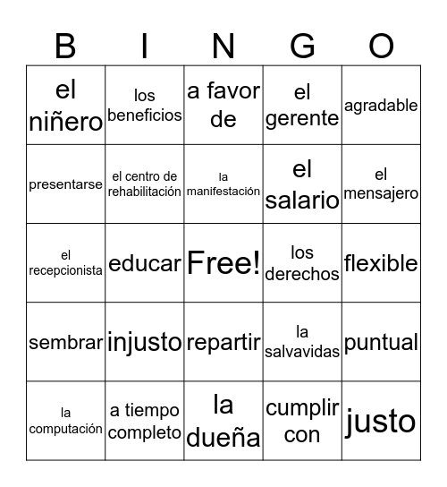 Chapter 5 vocab! Bingo Card