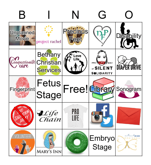 Pro-Life Bingo Card