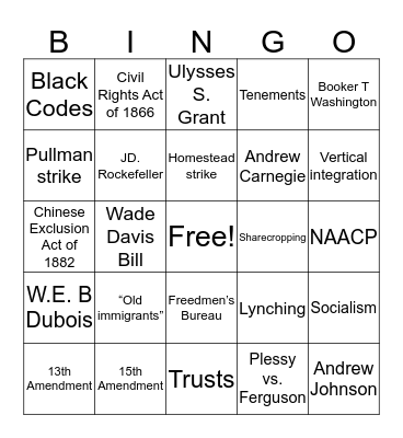 HIS104 Midterm Review Bingo Card