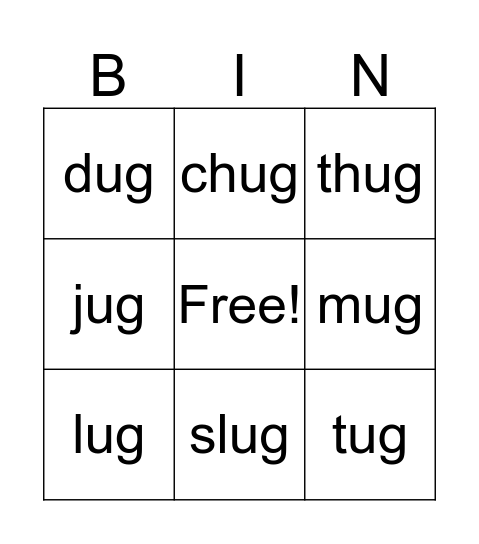 -UG Family Bingo Card