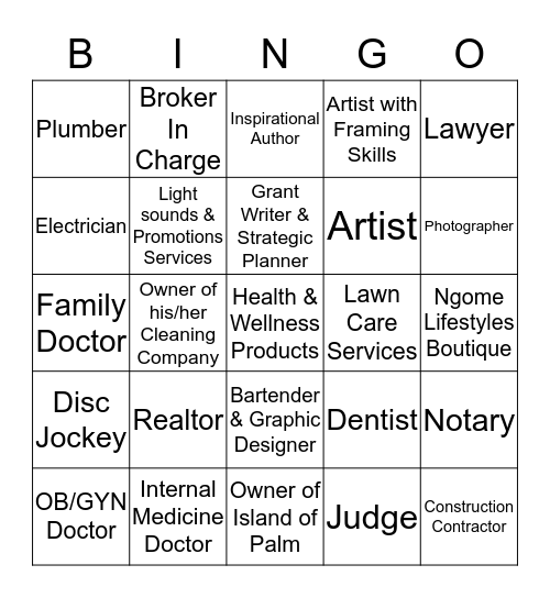 NETWORKING  Bingo Card