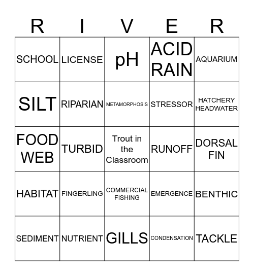 Trout in the Classroom  Bingo Card