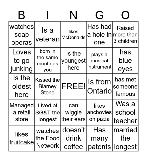 How Well Do You Know Your Neighbor Bingo Card