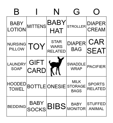 WATCH AS GIFTS ARE OPENED AND ANY TIME YOU SEE AN  ITEM FOUND ON YOUR BOARD, MARK IT OFF.  FIRST TO YELL “BINGO” WINS. Bingo Card