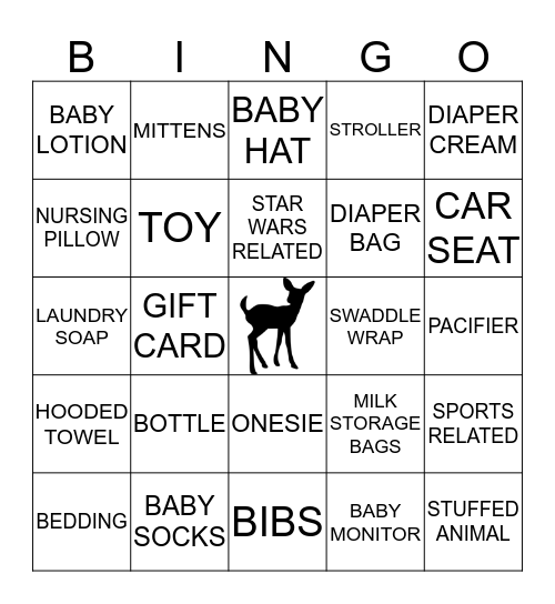 WATCH AS GIFTS ARE OPENED AND ANY TIME YOU SEE AN  ITEM FOUND ON YOUR BOARD, MARK IT OFF.  FIRST TO YELL “BINGO” WINS. Bingo Card