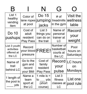 Long Center BINGO Card