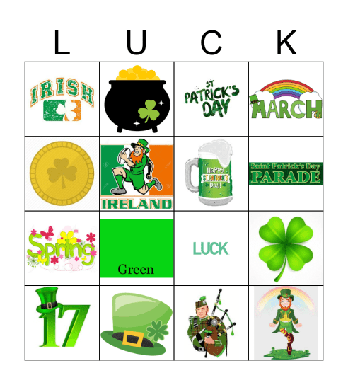 St. Patrick's Day Bingo Card