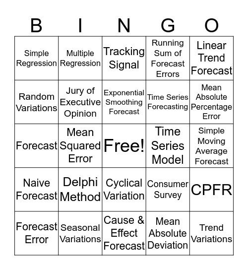 Chapter 5 Bingo Card