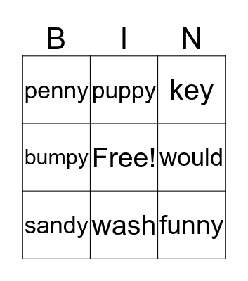 Unit 4 Week 5 spelling Bingo Card