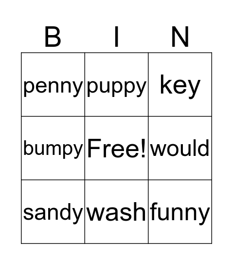 Unit 4 Week 5 spelling Bingo Card