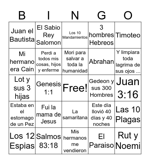 JW BINGO  Bingo Card
