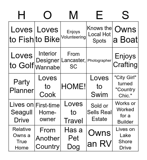 Edgewater Bingo Card