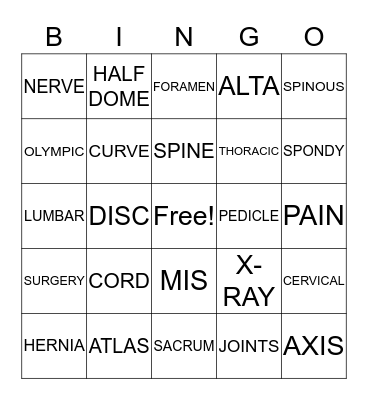 SPINE BINGO Card