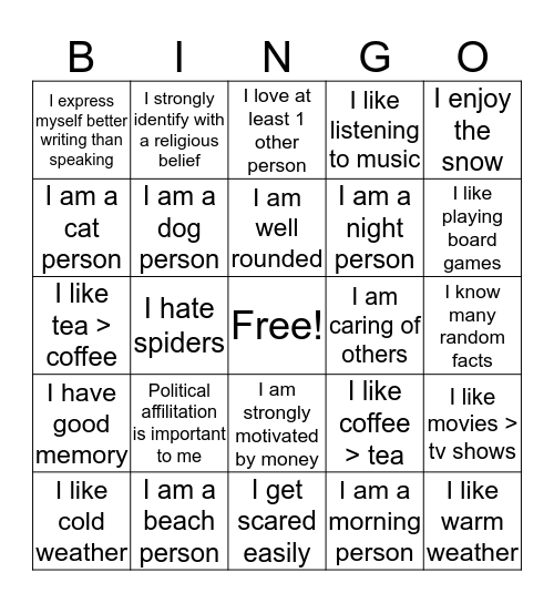 Who am I? # 2 Bingo Card