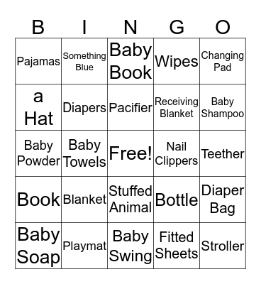 Baby Shower Bingo Card