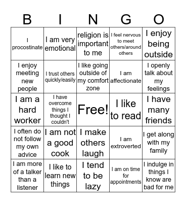 Who am I? #1 Bingo Card