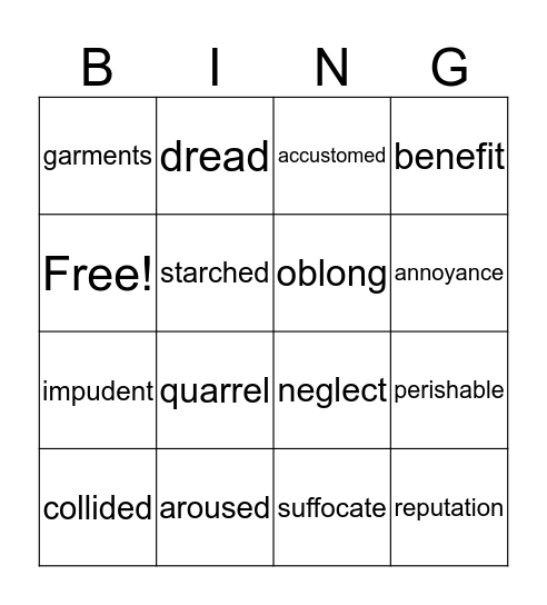 Freedom Crossing BINGO Card