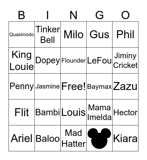 Disney Bingo Card