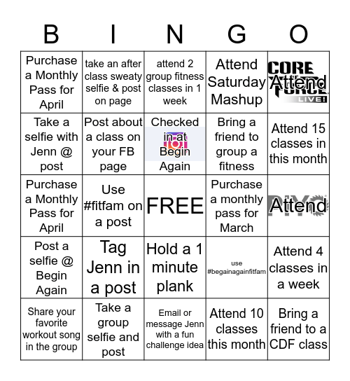 March Begin Again Bingo  Bingo Card