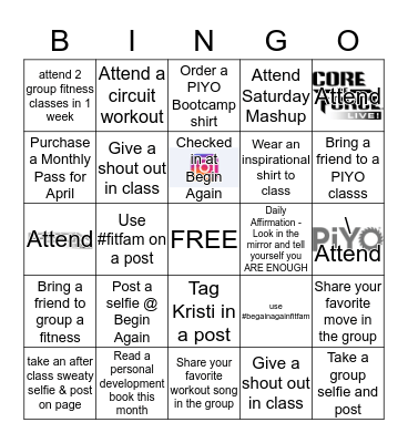 March Begin Again Bingo  Bingo Card