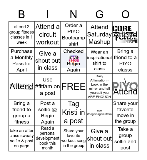 March Begin Again Bingo  Bingo Card