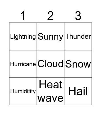 Weather and Climate Bingo Card