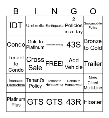 January Sales Bingo Card