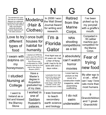 OPO Ice Breaker Bingo Card