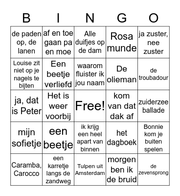 muzikale bingo Card