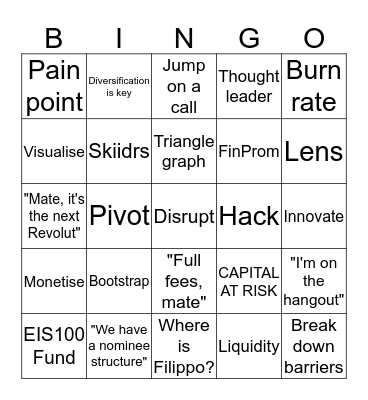 Seedrs Bingo Card