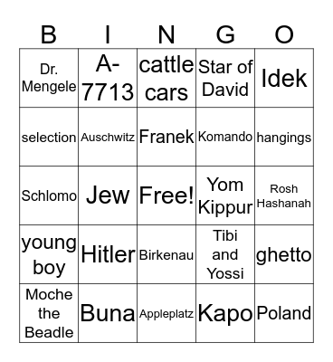 Night Bingo Card