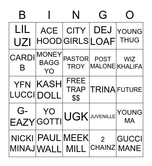 TRAP  Bingo Card