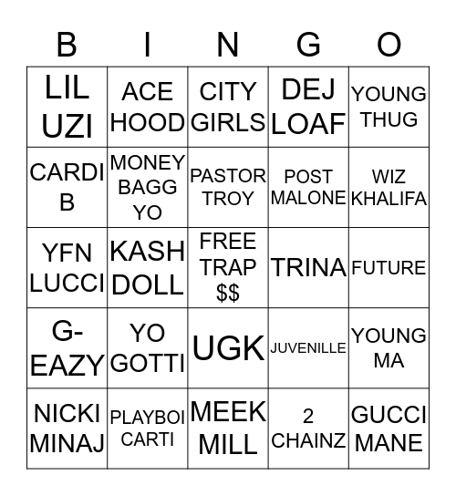 TRAP  Bingo Card