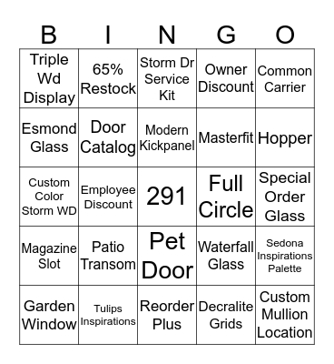 ProVia Bingo Card