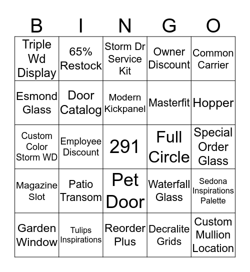 ProVia Bingo Card