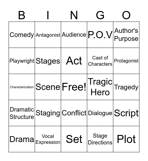 Drama Bingo Card