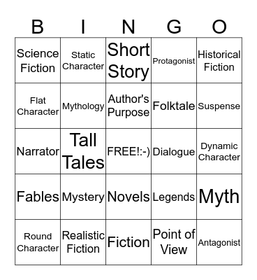 Fiction Bingo Card