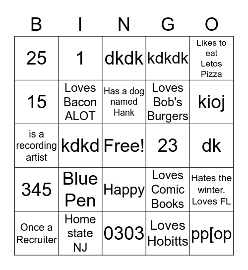 L&D Bingo Game Bingo Card